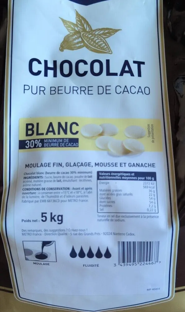 Chocolat blanc 30%