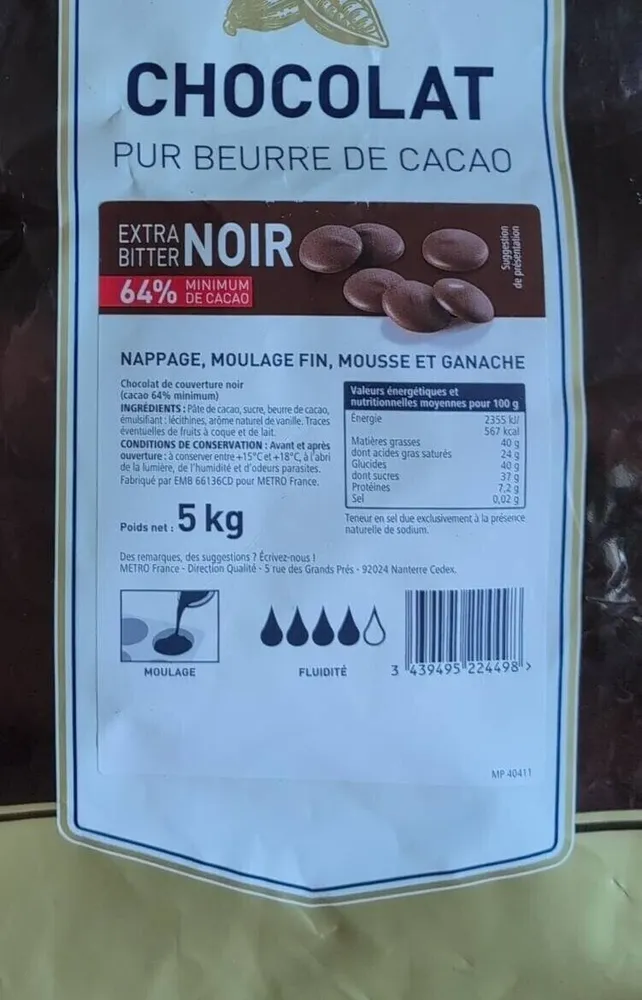 Chocolat noir 64%