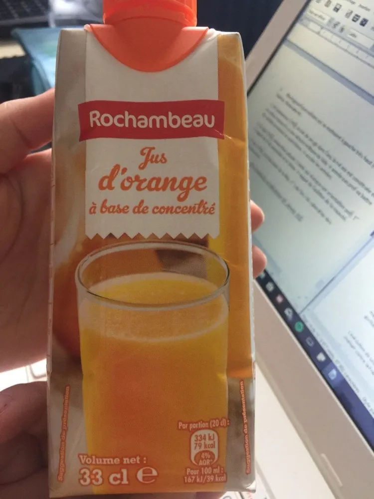 Jus d’orange a base de concentré
