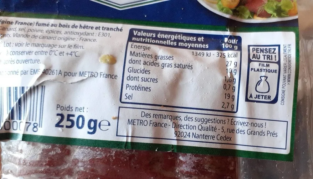Magret de canard fumé