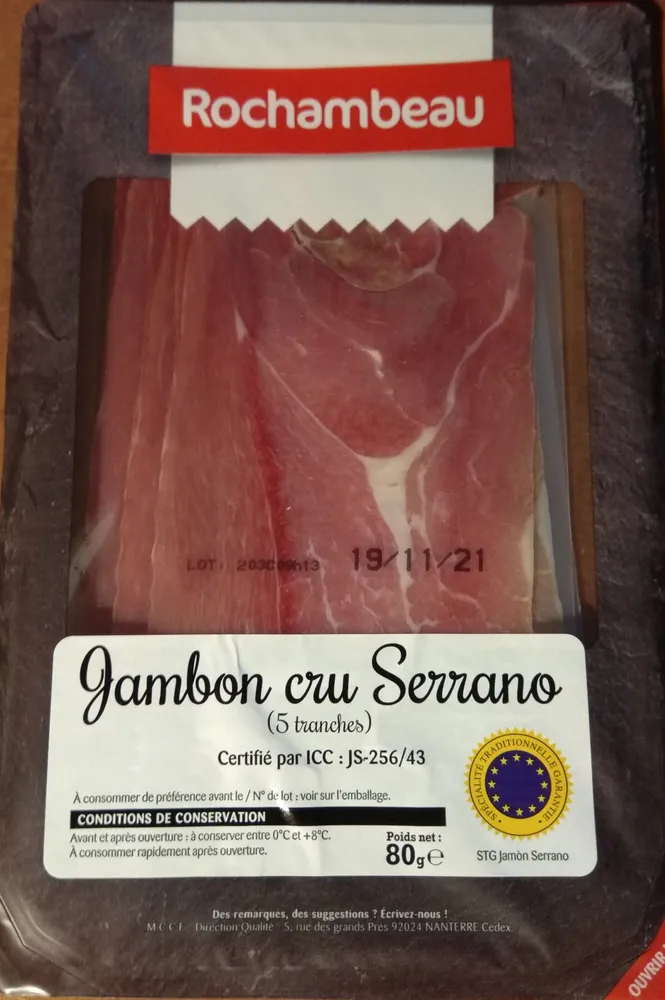 Jambon cru Serrano IGP