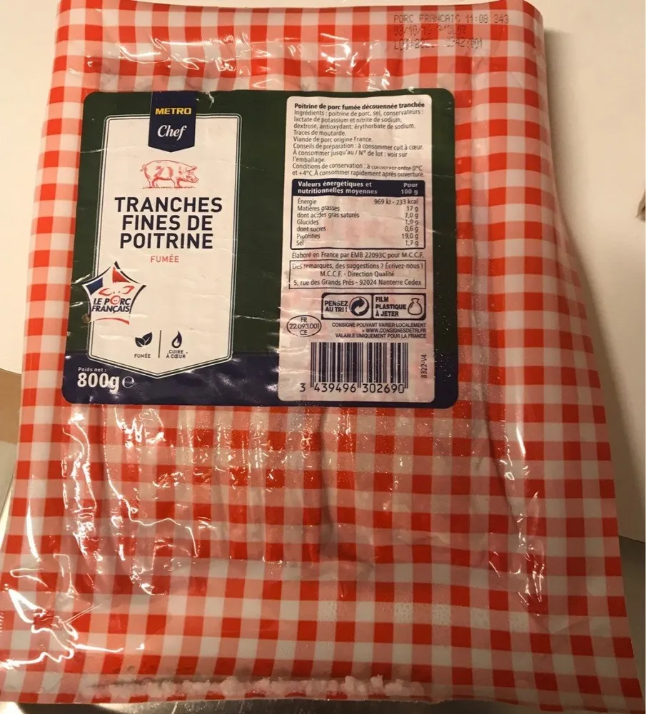Tranches fines de poitrine fumée