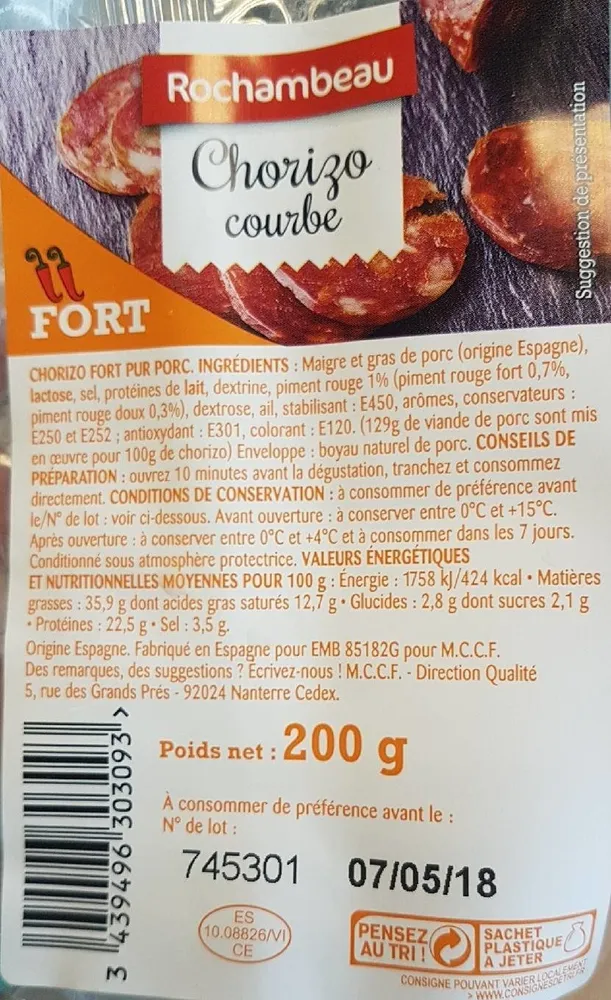 chorizo courbe