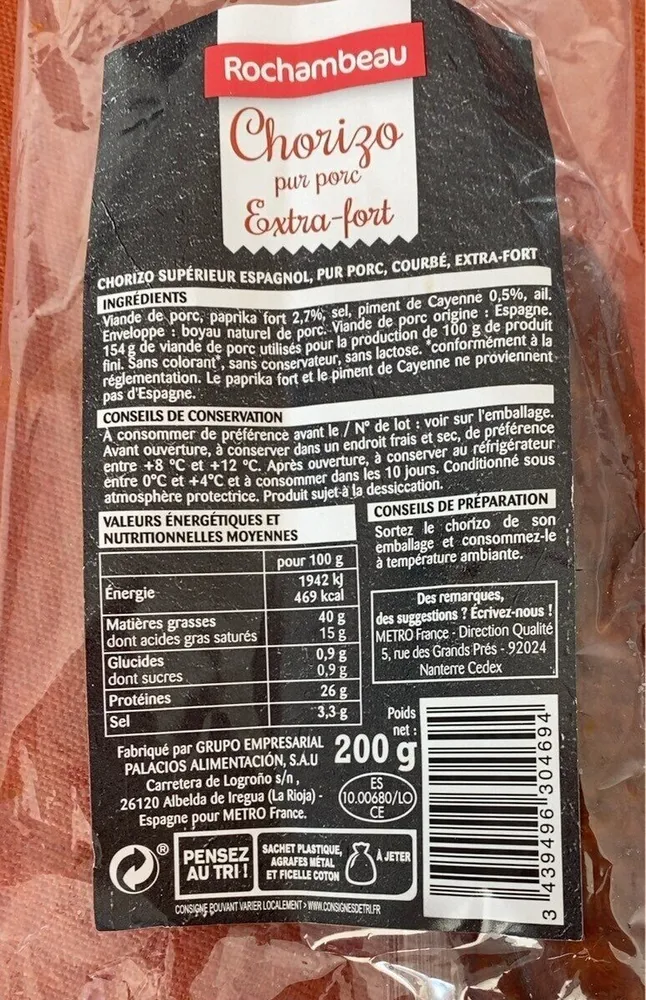 Chorizo pur porc (extra fort)