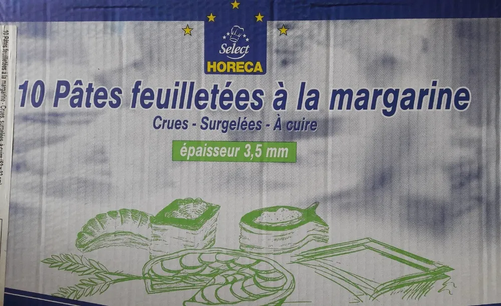 10 pâtes feuilletées à la margarine crues surgelées