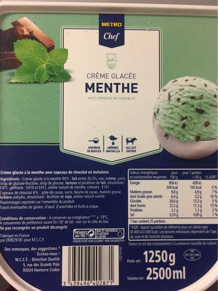 Crème glacée menthe