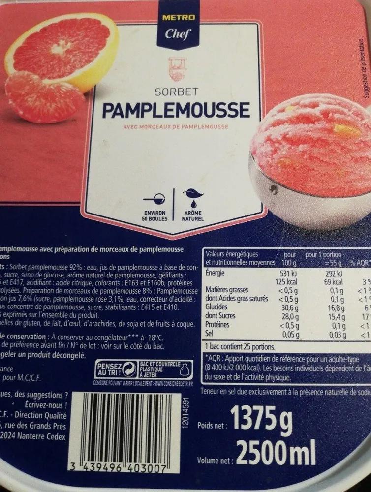 Sorbet pamplemousse