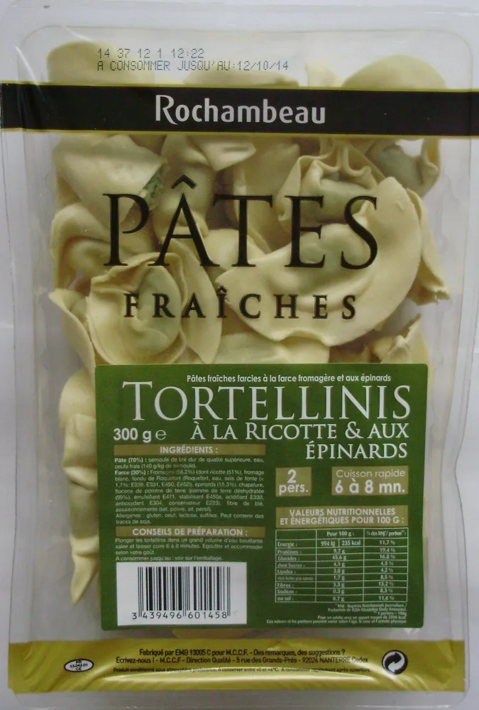 Tortellinis à la ricotte & aux épinards