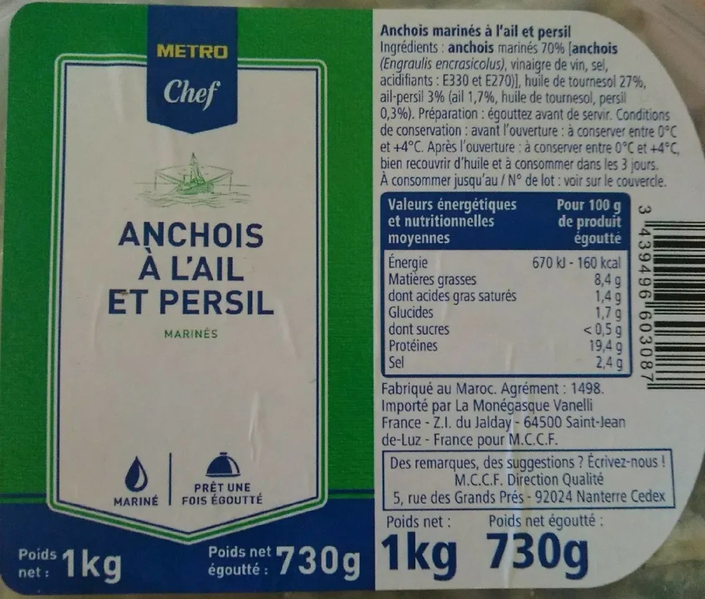 Anchois à l'ail et persil