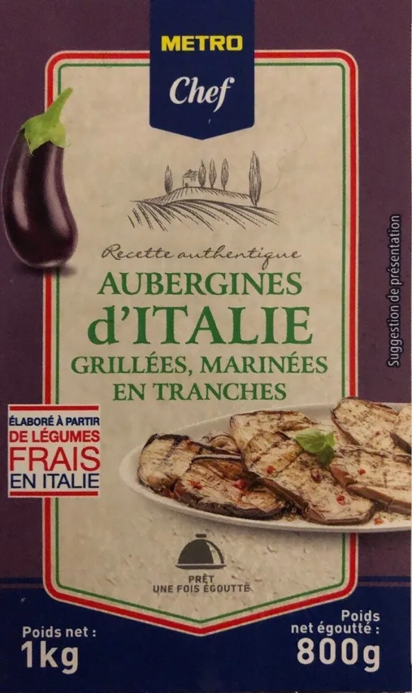 Aubergines d'Italie, grillées, marinées en tranches