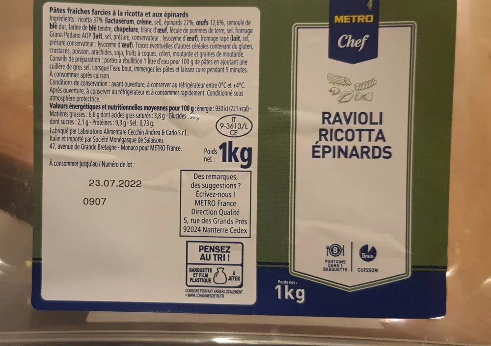 Ravioli ricotta épinards