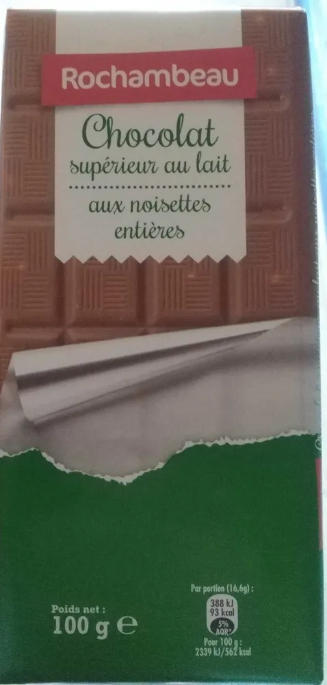 Chocolat Supérieur au Lait aux Noisettes Entières
