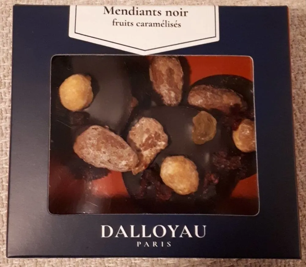 Mendiants noir fruits caramélisés
