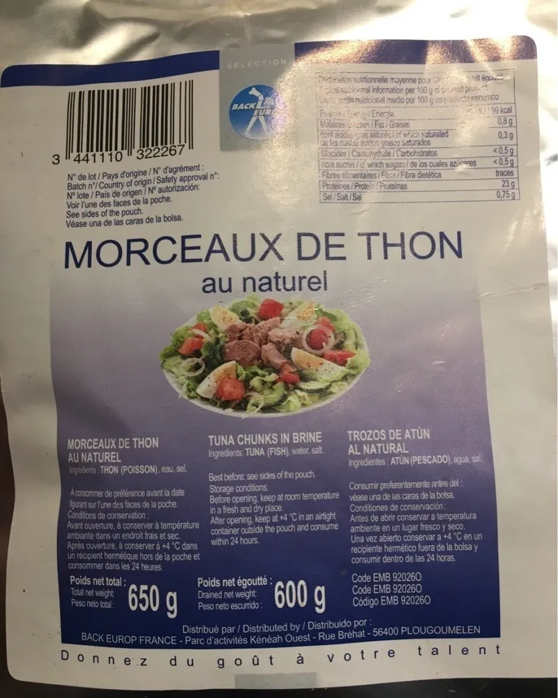 Morceaux de thon au naturel