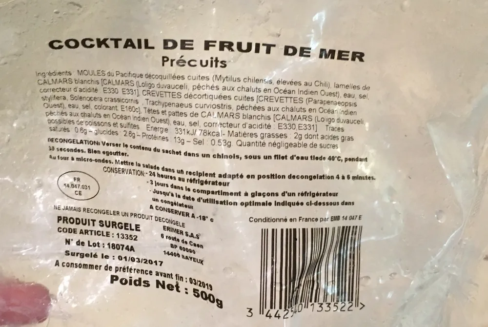 Cocktail de fruit de mer