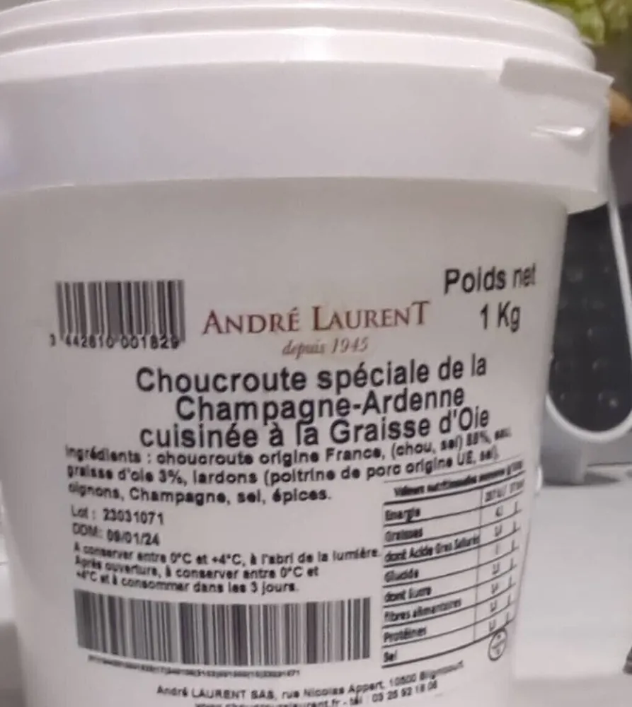 Choucroute spéciale de la champagne Ardenne a la graisse d'oie