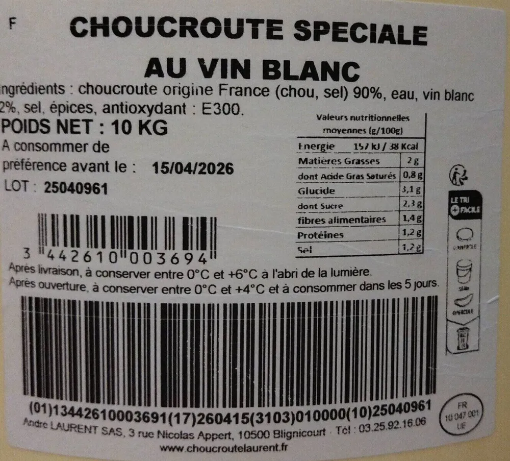 Choucroute spéciale au vin blanc