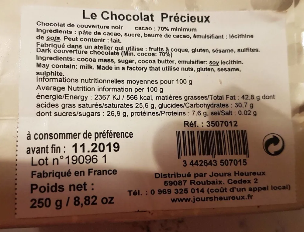 Le chocolat précieux