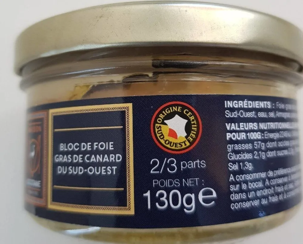 Bloc de foie gras de canard du sud-ouest