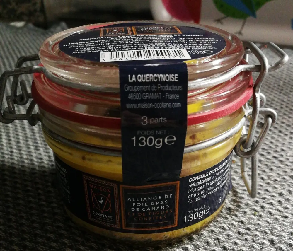 Préparation à base de foie gras de canard et de figues confites