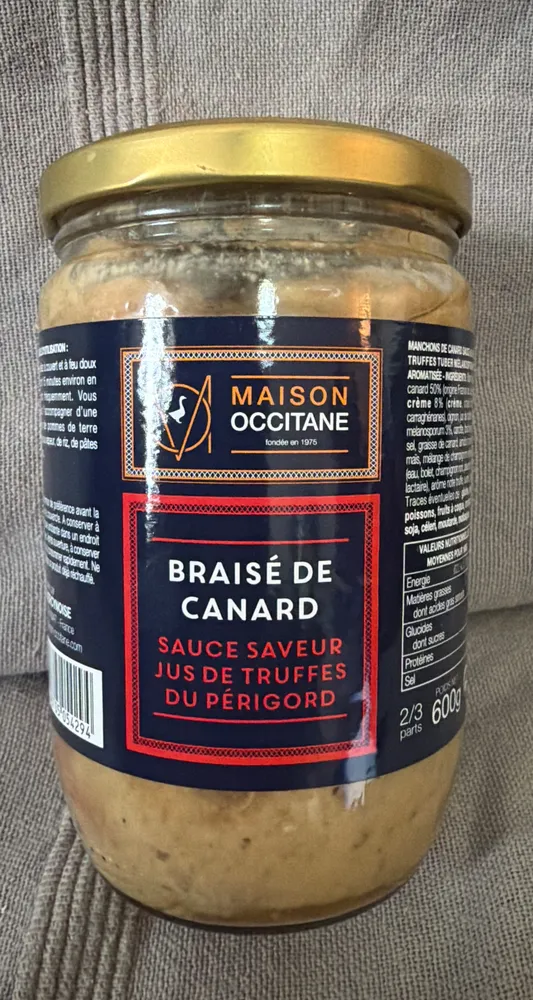Braisé de canard sauce saveur jus de Truffes du Périgord
