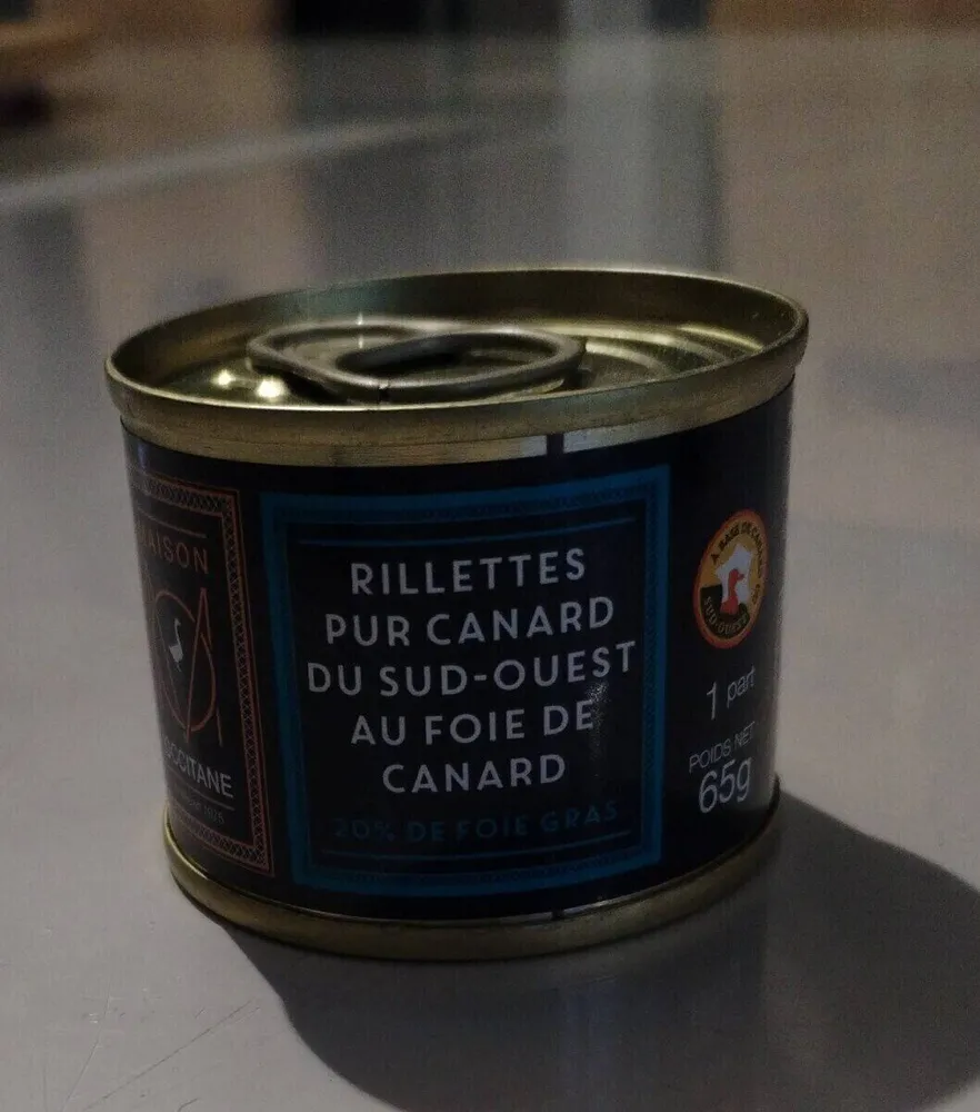 Rillettes pur canard du sud ouest au foie de canard
