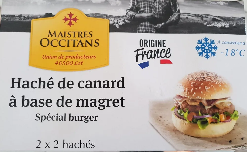 Haché de canard à base de magret. Spécial burger.