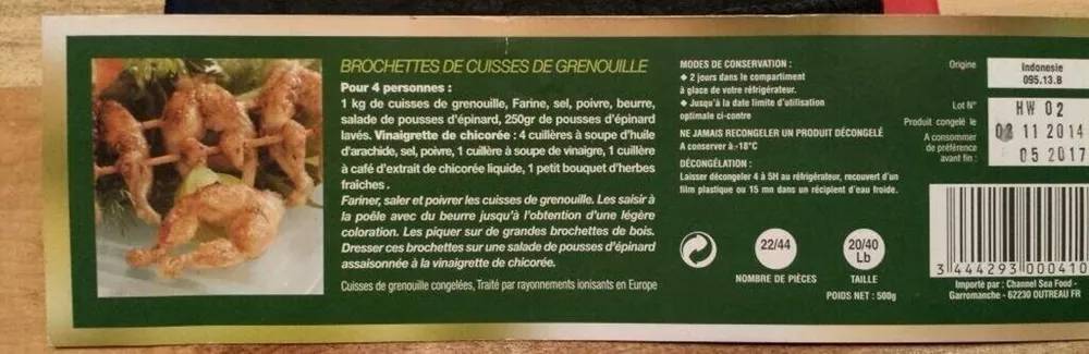 Cuisses de grenouilles congelées 20/40 LA JAVANAISE, sachet de