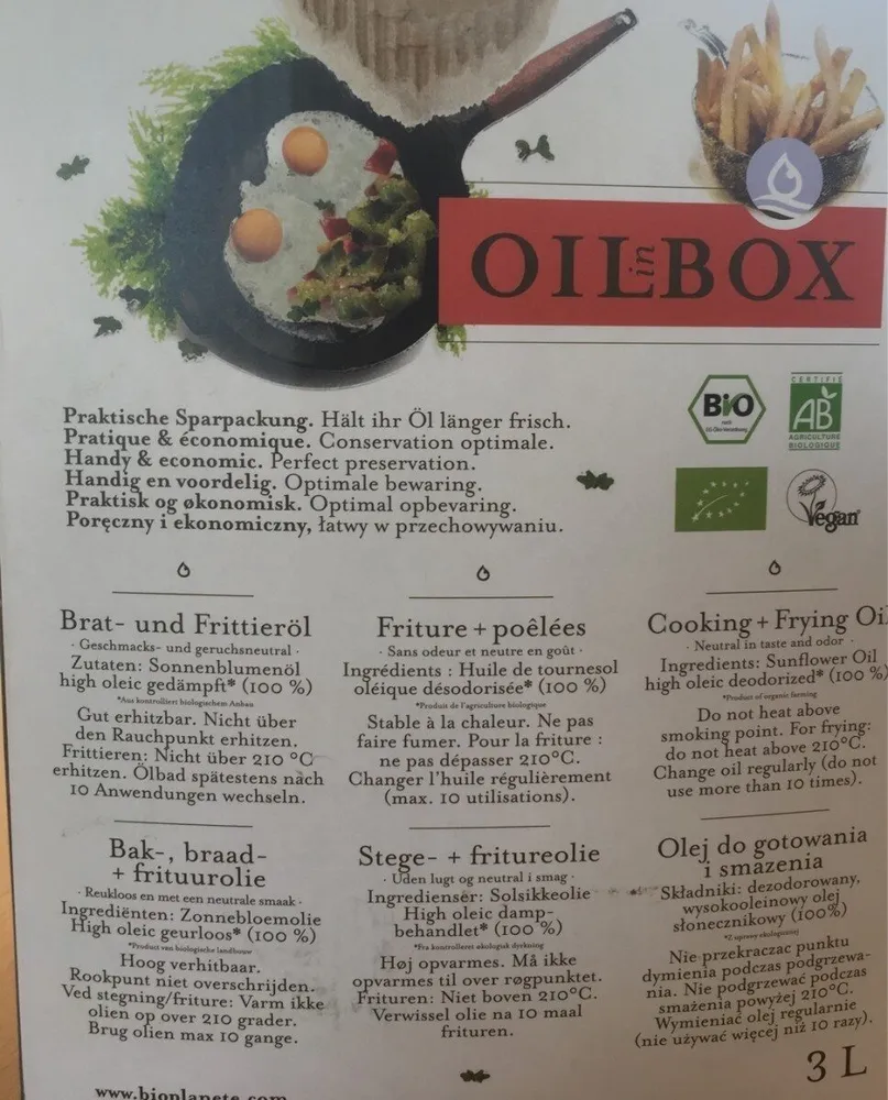 3L HUILE POUR CUISSON OIL IN BOX