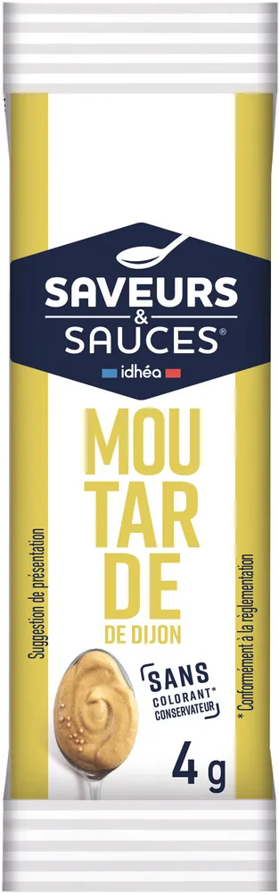 900061 Moutarde de Dijon Sticket 4 g x 1000 - Saveurs & Sauces.