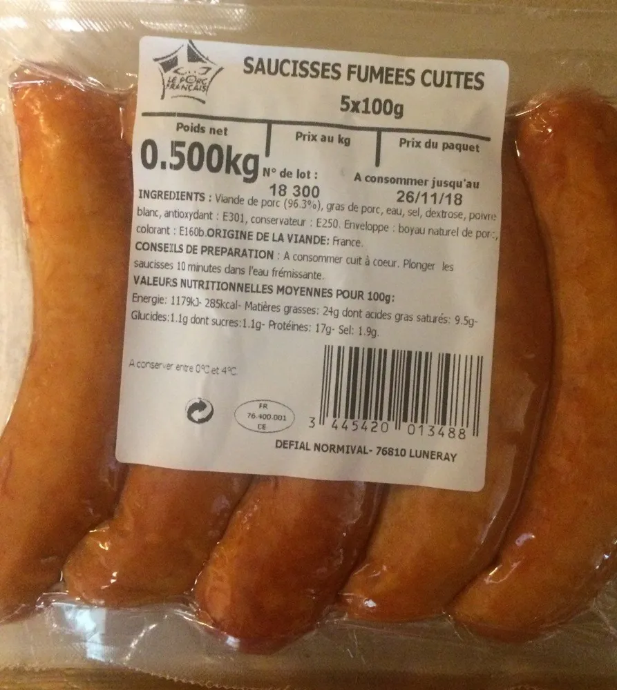 Saucisses fumées cuites