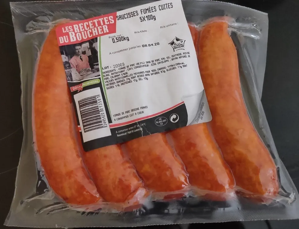 Saucisses fumées cuites 5x100g