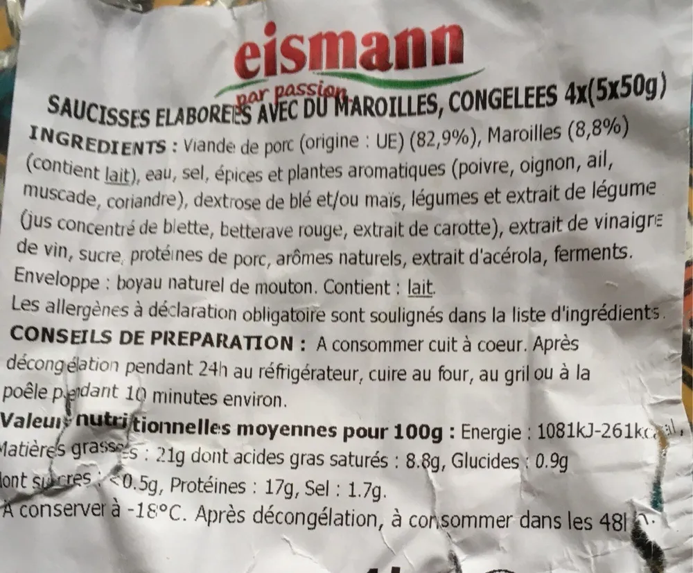 Saucisses maroilles