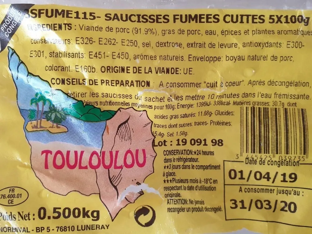 Saucisses fumées cuites Touloulou
