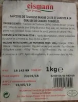 Saucisse  de Toulouse brasserie cuite