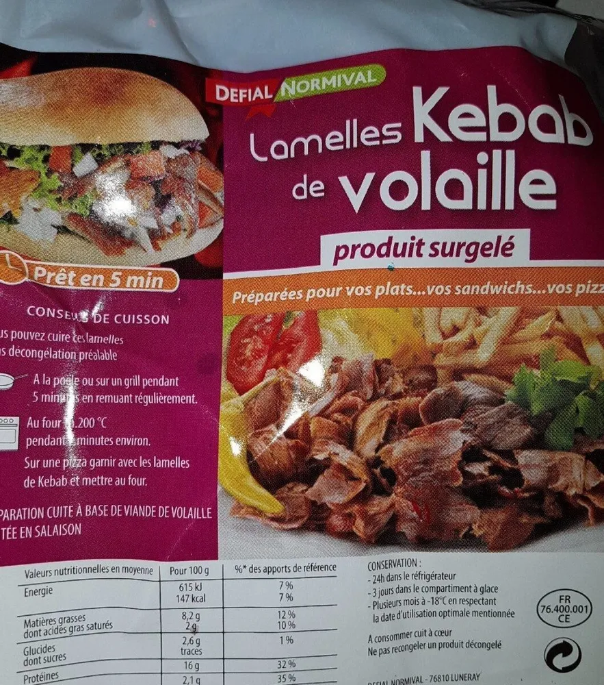 Lamelles kebab de volail
