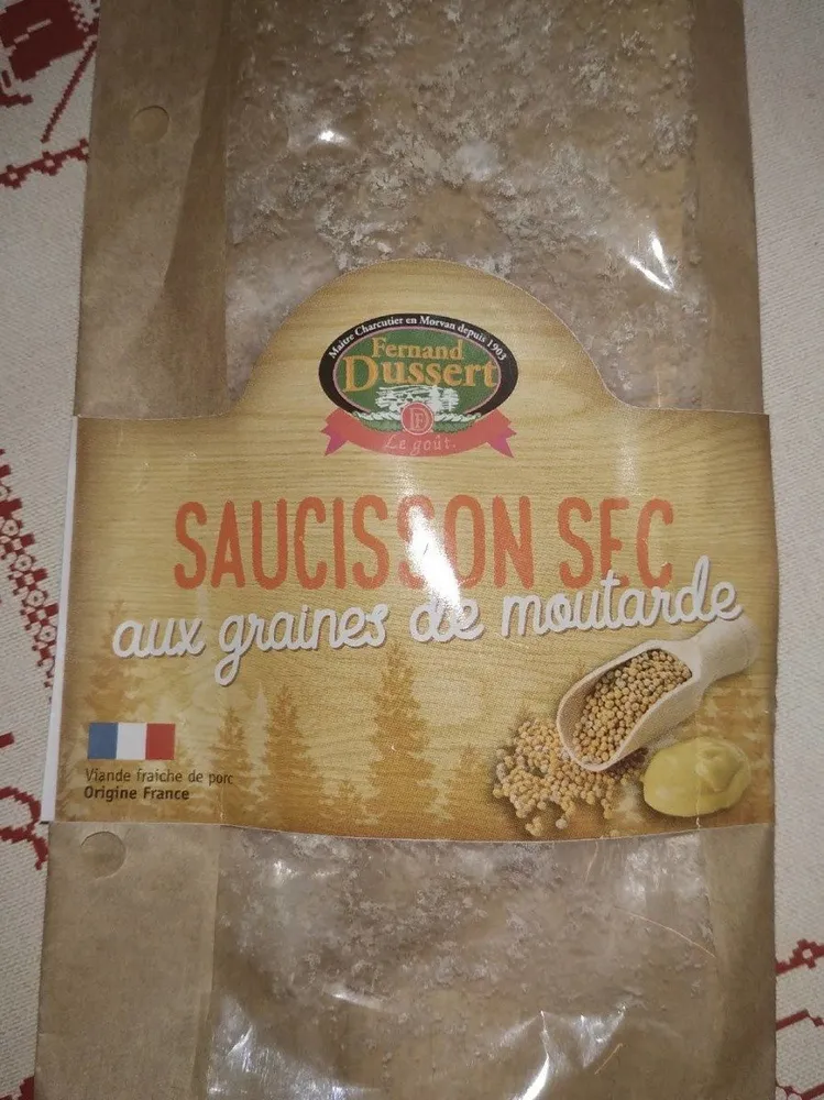 Saucisson sec aux graines de moutarde 2%