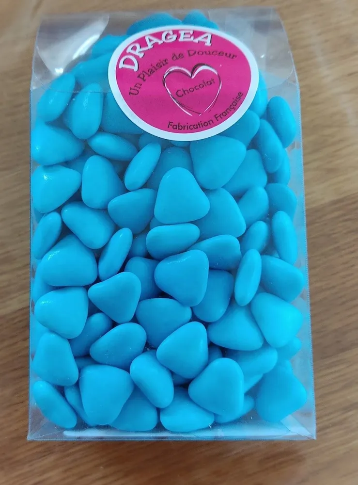Dragées mini coeur turquoise