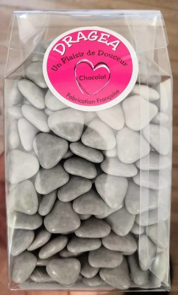 Dragées mini cœur vernis gris