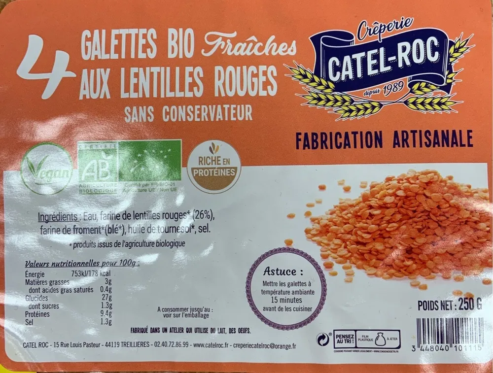 Galettes bio aux lentilles rouges