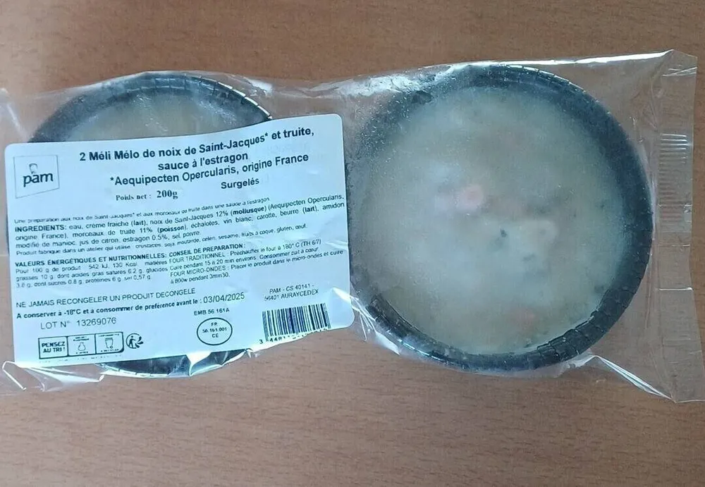 Méli Mélo noix de Saint Jacques et truite sauce estragon
