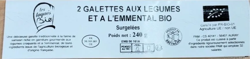Galettes aux legumes et à l’emmental bio