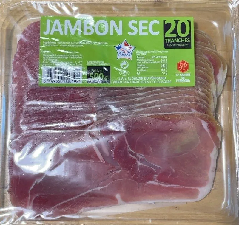 Jambon Sec 20 Tranches Intercalaires 500 g