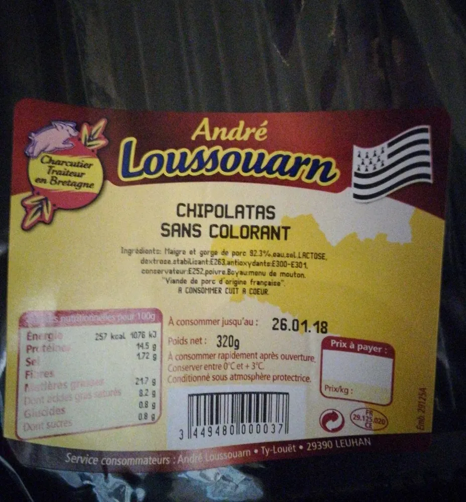 Chipolatas sans colorant