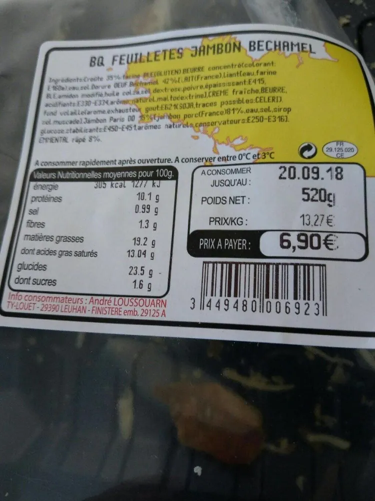 Feuilleté jambon béchamel