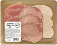 Assortiment de charcuteries cuite Aoste (Jambon cuit supérieur 3Tr, Rôti de porc cuit 3 Tr, Filet de poulet cuit sup. 3Tr)