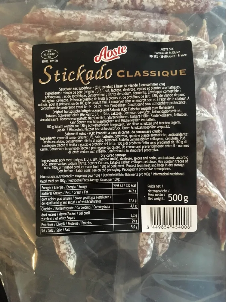 Saucisson "Stickado" En Bâtonnets