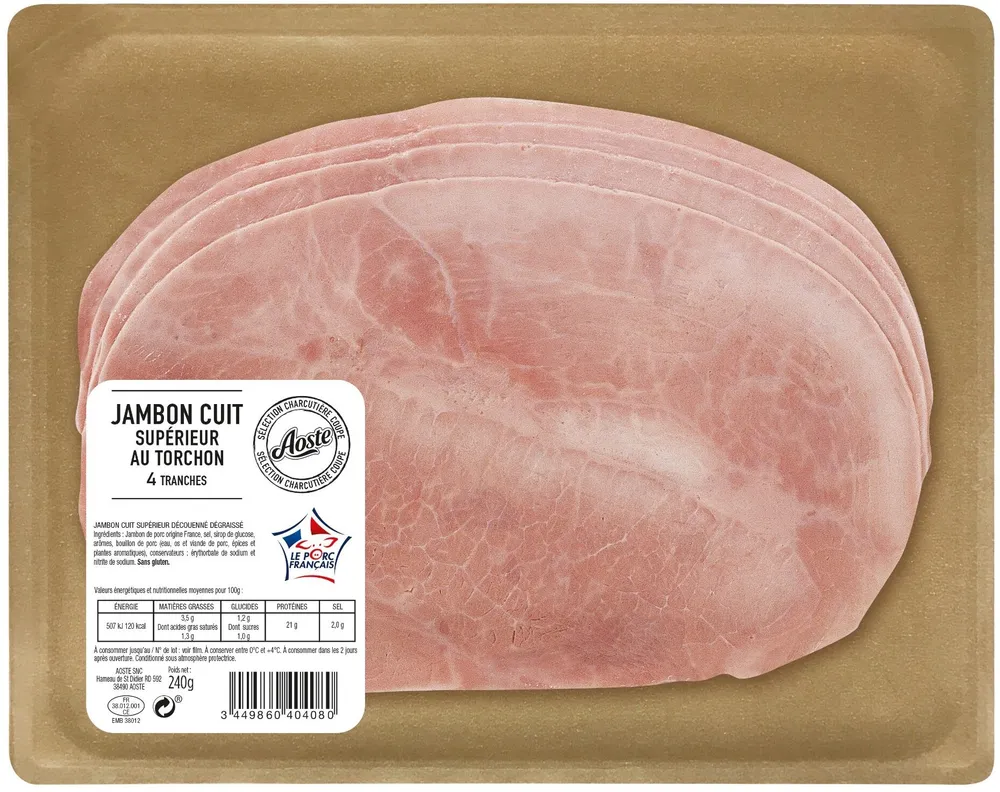 Jambon cuit supérieur au torchon