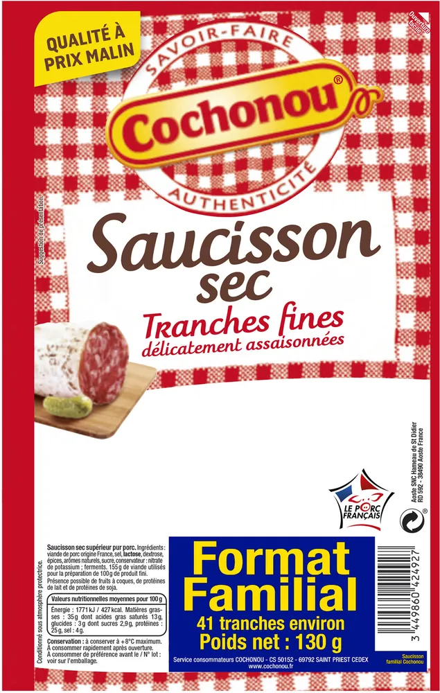 Saucisson sec tranches fines (format familial)