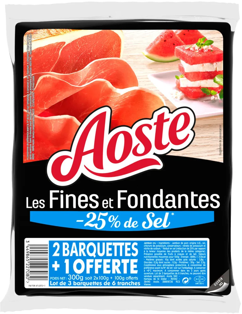 Jambon cru les Fines et Fondantes  -25% de Sel
